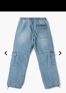 washed denim cargo jeans