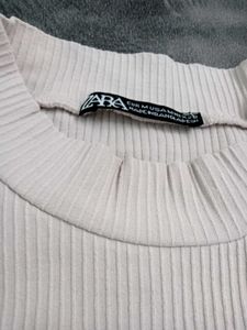 Ribbed Mock Neck Flutter Sleeve Top