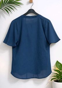 Navy Blue Pearl Detail Top – Size L