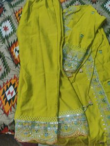 Embellished lime green Kurta, SIZE=XXL