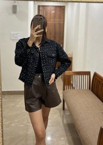 THREAD BOUCLE BLACK &amp; WHITE CROP JACKET BLAZER