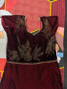 Elegant Maroon Embroidered Gown