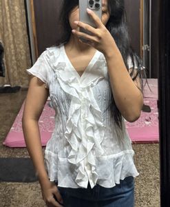 Y2K Ruffled V-Neck Top