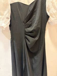 Chic Black Puff Sleeve Midi Dress