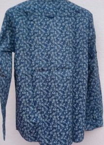 Men's Blue Printed Full Sleeve Shirt