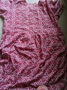 Pink Printed Kurta with Embroidered