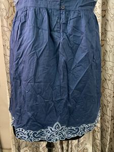 Blue Blouse with White Embroidery