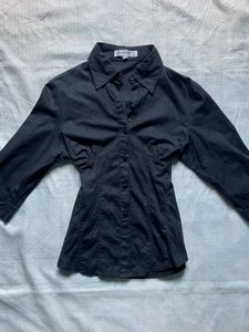 Y2k Black Fitted Button-Up Shirt