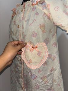 Cute Heart Print Sleep Shirt