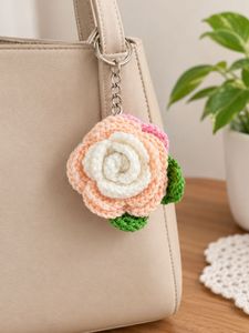Handmade Crochet Multicolor Flower Keychain Large