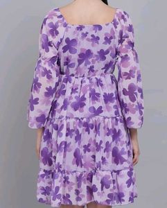 Cute Purple Floral Mini Dress