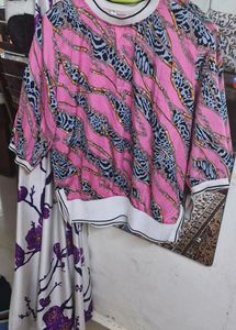 Chic Pink Chain Print Sweatshirt