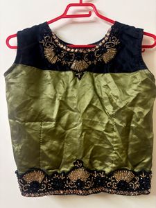 Embellished Silk Blouse and Skirt