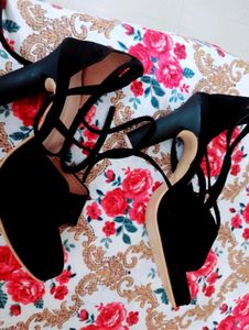 Black Ankle Wrap Heels New