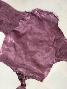 Sheer Purple Tie-Front Shirt