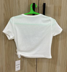 White Y2K Crop Tee