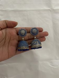 Stunning Blue Jhumka Earrings