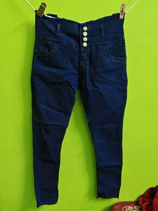 High Waisted Blue Denim Jeans