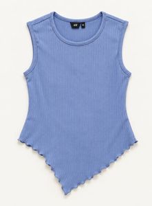 Light Blue Lettuce Hem Tank Top