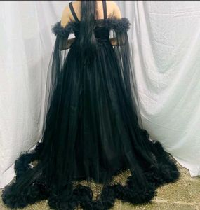 Elegant Black Gown with Cape
