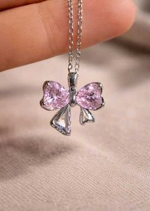Pink Bow Pendant Necklace