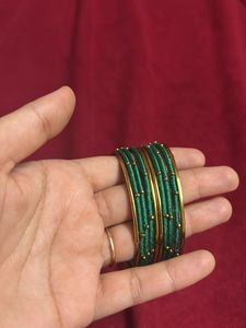Green Beaded Bangles Set