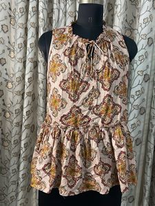 Boho Print Peplum Top