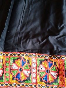 Black Ethnic Skirt with Colorful Embroidery