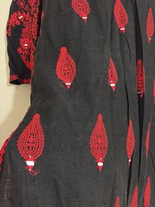 Embroidered Pakistani Black &amp; Red Kurta Set