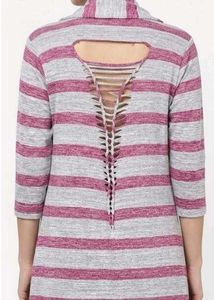 Striped Open Front Cardigan
