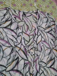 Sheer Leaf Print Kimono Top