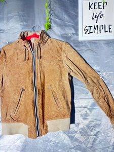 Men's camel  Suede Bomber Jacket