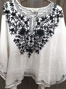 SAAKAA Embroidered White Kaftan Top
