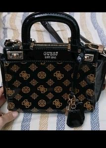 Guess Logo Print Satchel Bag