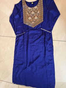 Elegant Embroidered Royal Blue Kurta