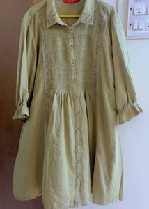 Green Smocked Kurta