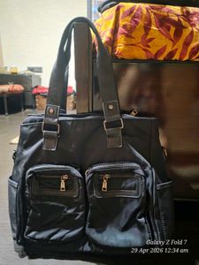 Stylish Black Tote Bag with multi pockets compartm