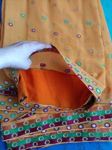 Orange Bandhani Saree