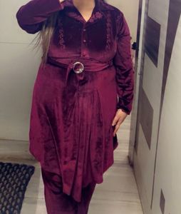 Elegant Velvet coord set with Embroidery
