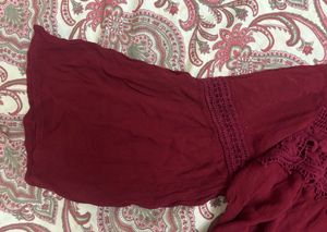 Lee Cooper Maroon Bell Sleeve Top