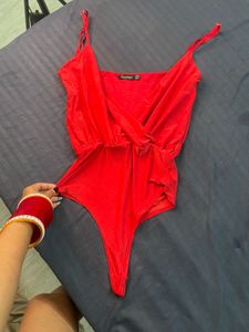 Boohoo Red  Bodysuit top