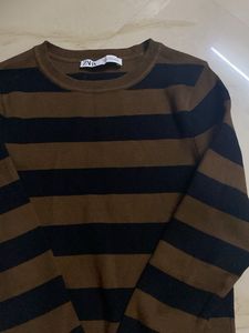 ZARA Striped Long Sleeve Top