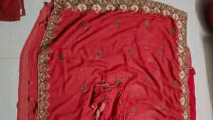 Elegant Red Embellished Saree