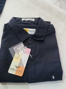 Navy Blue Shirt &amp; Khaki Pants Set