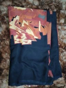 Elegant Blue &amp; Brown Printed Saree