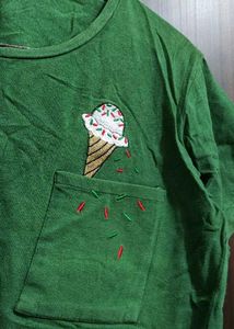 Green Tee with Ice Cream Pocket