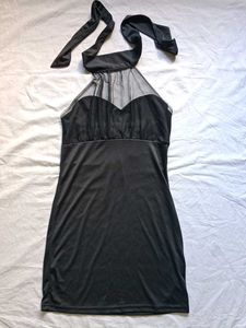 Sheer Neck Halter Dress
