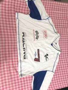 White Racing Graphic Long Sleeve Top