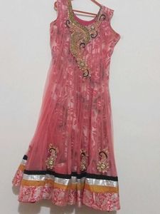 Sleeveless Net Anarkali Suit Set