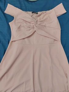 Peach Off-shoulder  Dress
